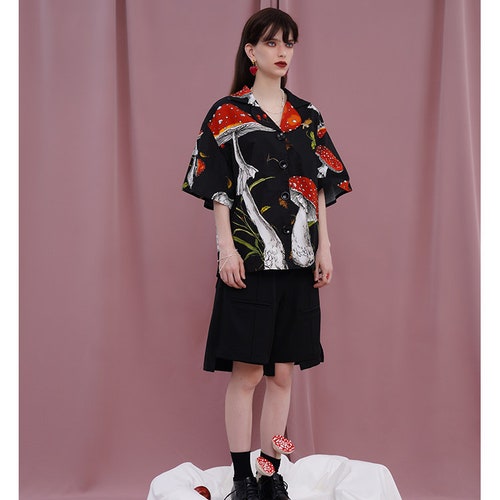 Artistic Woman Blouse Vintage Forest Graphics Print Sleeves Summer Button Shirt Magical Fairy Party shops Wedding Event Office Outdoors IG KOL