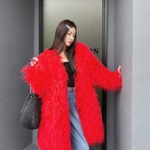 Furry Faux Red/ Rose Red Jacket Sold Color Rave Punk Goth Cozy Plur Top ...