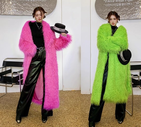 Furry green coat store