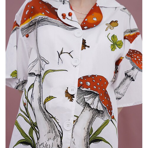 Artistic Woman Blouse Vintage Forest Graphics Print Sleeves Summer Button Shirt Magical Fairy Party shops Wedding Event Office Outdoors IG KOL