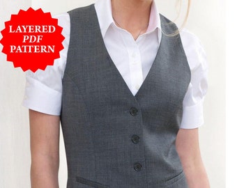 Womens Waistcoat Pdf Sewing Pattern | Female Vest | Waist Coat Instant Downloadable | Waistcoats Digital Patterns | A4 Printable