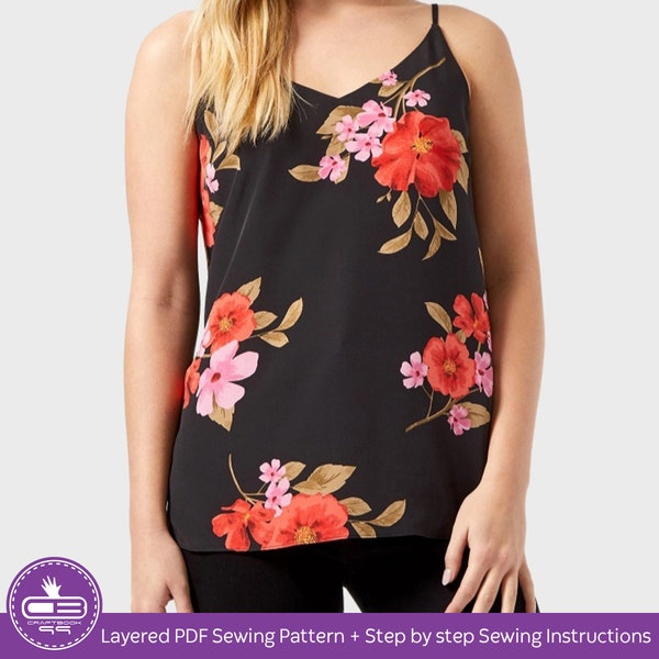 Women’s Camisole PDF Sewing Pattern | Cami Summer Dresses | Sundress Patterns | Beginners Sewing | A4 Printable | Projector Printing