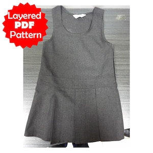 Girls School Pinafore PDF Sewing Pattern | Kids Uniform Dress Downloadable Mold | Beginners Friendly