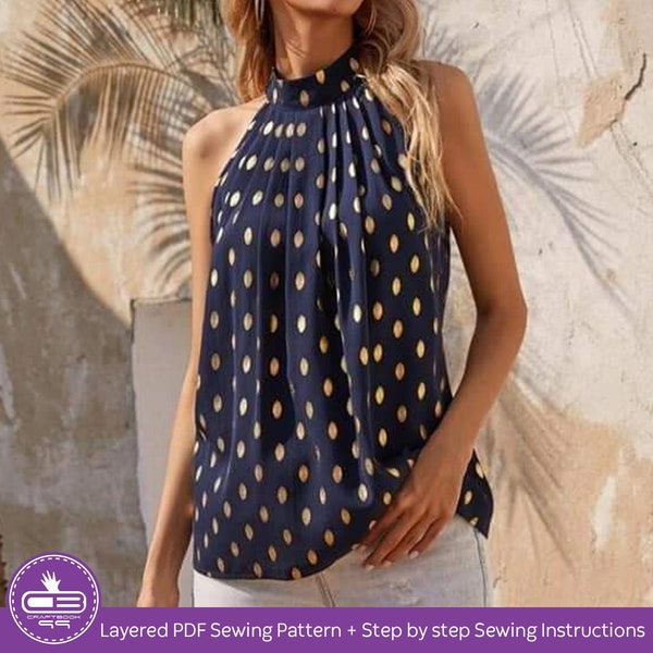 Women's Pleated Tank top Pdf Sewing Pattern | Summer Dress Patterns | Digital Downloads | Sundress Pattern | Sewing Tutorials