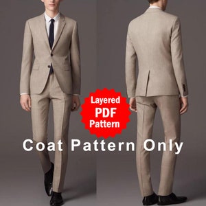 Professional Men's Blazer PDF Sewing Pattern with Notch Lapel Coat Patterns Jacket Patterns Instant Download image 1