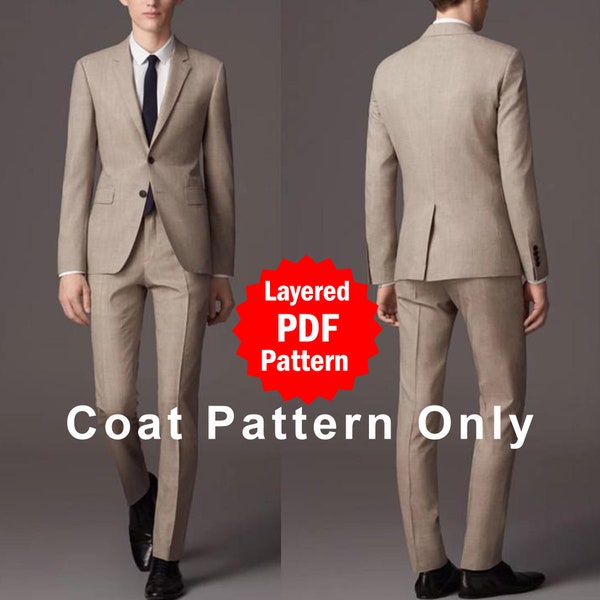 Professional Men's Blazer PDF Sewing Pattern with Notch Lapel | Coat Patterns | Jacket Patterns Instant Download