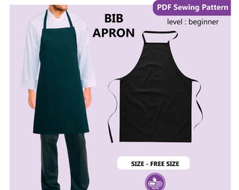 Bib Apron PDF Sewing Pattern | DIY Bib Apron | Custom Chef's Apron Patterns | Printable Easy-Sew Pattern for Chic Chefs | Free pdf Patterns