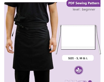 Simple Waist Apron PDF Sewing Pattern | Chef Drape Sew | Grill guard Patterns | Smock pdf online | Unisex