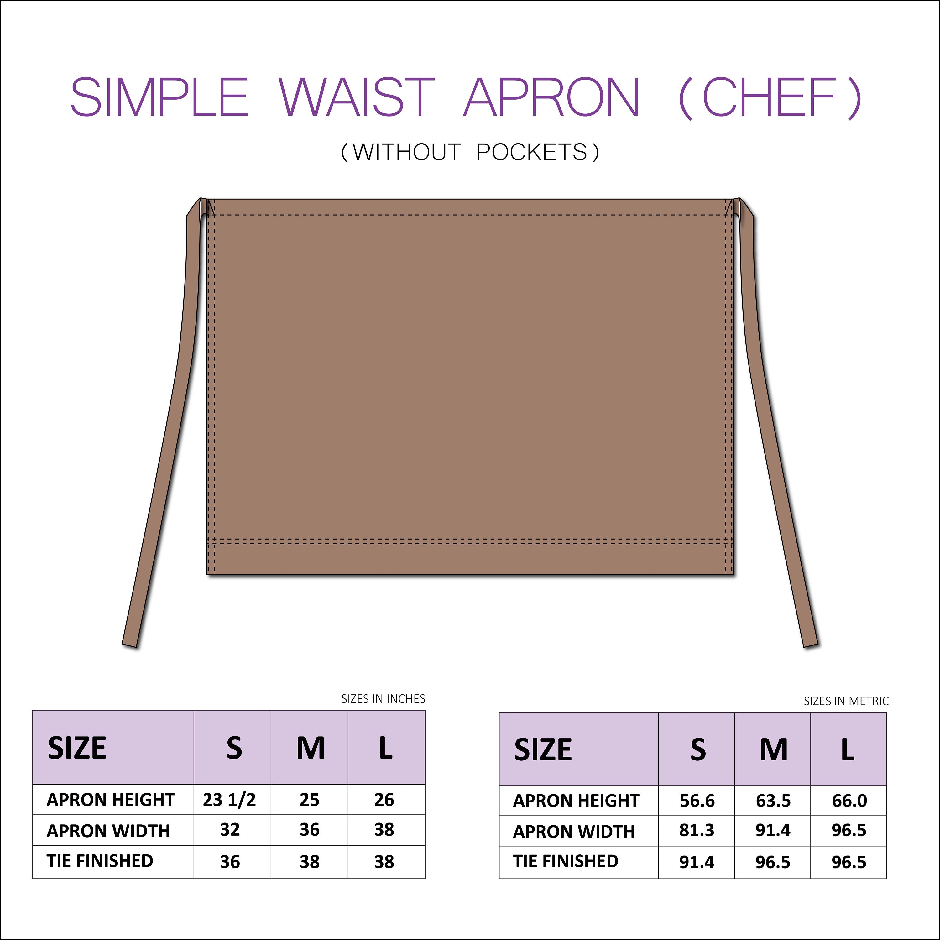 Simple Waist Apron PDF Sewing Pattern | Unisex Chef Drape | Bakery ...