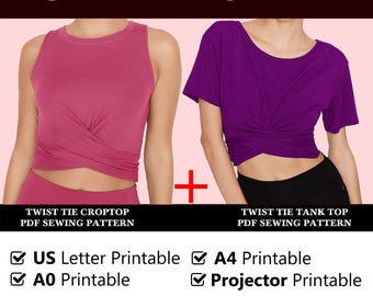 Twist Tie Tank & Crop Top Sewing Patterns | Beginner Friendly PDF Bundle Offer | Home Printable