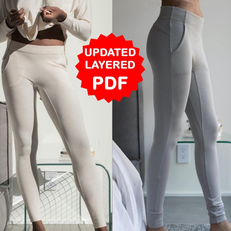 Women Tight Yoga Pant Leggings Sewing Pattern Fitness Wear Sewing Legging Patterns Beginners Sewing Tutorials PDF image 1