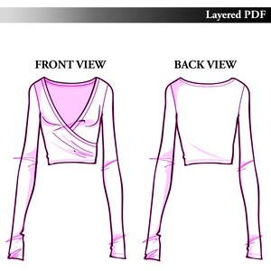 Women’s Wrap Front Top Pdf Sewing Pattern | Layered PDF Patterns ...