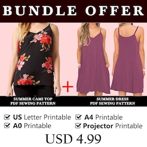 Cami Sundress Sewing Patterns | Summer Dress Bundle Pattern | Instant PDF Downloads