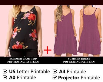 Cami Sundress Sewing Patterns | Summer Dress Bundle Pattern | Instant PDF Downloads