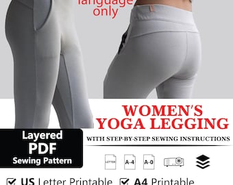 Women's Yoga Legging PDF Sewing Pattern | Activewear DIY | Beginner Friendly | Home Printable
