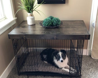 Dog Kennel Wood Table Top Dog Kennel Cover Dog Crate Topper Farmhouse Dog Kennel Top Dog Crate Table Crate Cover Dog Kennel Furniture