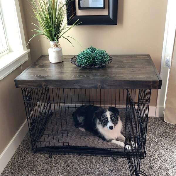 Dog Kennel Wood Table Top Dog Kennel Cover Dog Crate Topper Farmhouse Dog Kennel Top Dog Crate Table Crate Cover Dog Kennel Furniture