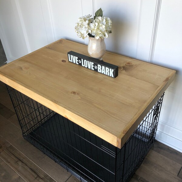 Dog crate cover, Dog crate topper, dog crate furniture, dog crate wood topper, Wood top for dog crate, dog Crate cover, Dog kennel wood top