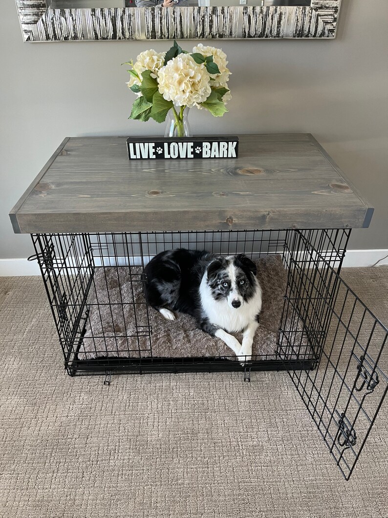 Dog Kennel Wood Table Top Dog Kennel Cover Dog Crate Topper Etsy