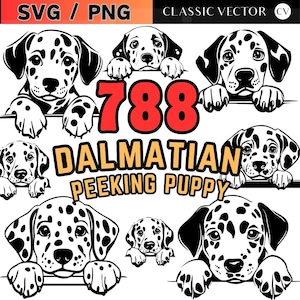 Dalmatian Bundle Peeking Puppy SVG PNG Bundle for Crafts & Cricut