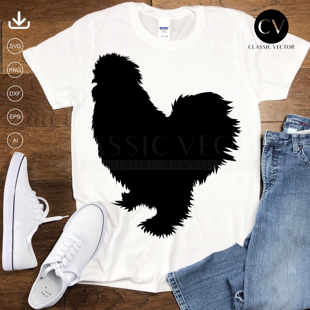 Rooster Silkie Chicken Silhouette Vector - Etsy