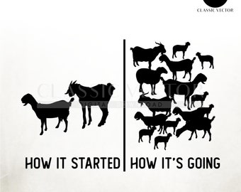 Funny Goat SVG: How It Started, How It's Going (Digital Download)