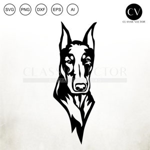 Doberman Cara Svg, Doberman Silueta, Doberman Vector, Doberman Svg, Doberman Png, Doberman Clipart, Doberman Imprimible, Doberman Cut File