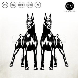 Doberman Printable, Doberman Cut File, Doberman Dxf, Doberman Svg, Doberman Png, Doberman Silhouette, Doberman Vector, Doberman Clipart, DXF