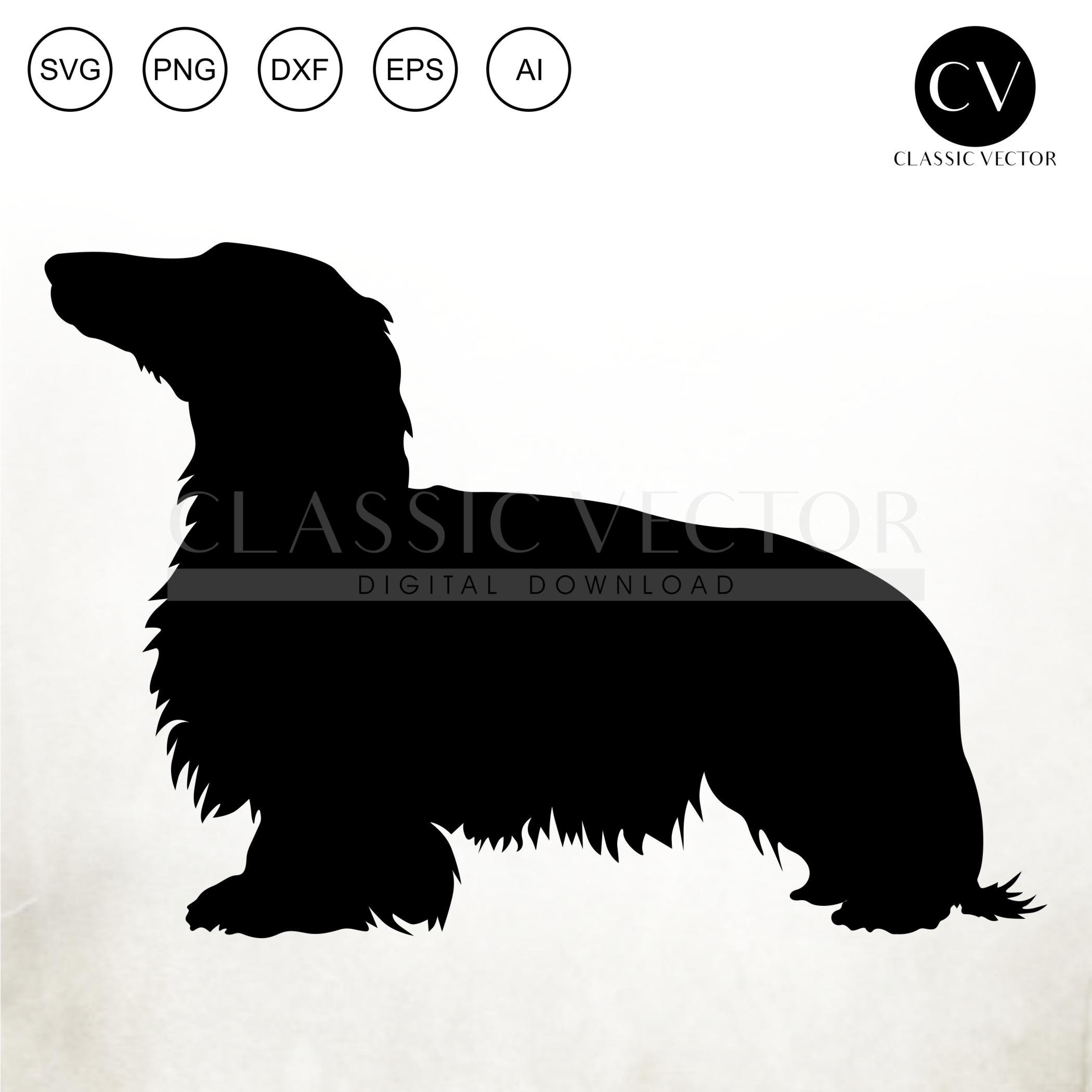 Long Haired Dachshund Silhouette SVG | Etsy