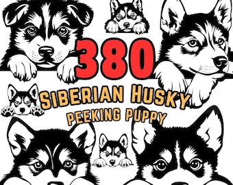 Siberian Husky Peeking Puppy Collection - SVG & PNG File