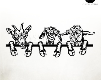 Three Peeking Goat SVG