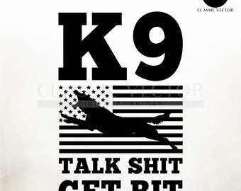 K9 Deutscher Schäferhund US Flagge SVG: Polizist Canine (Digitaler Download)