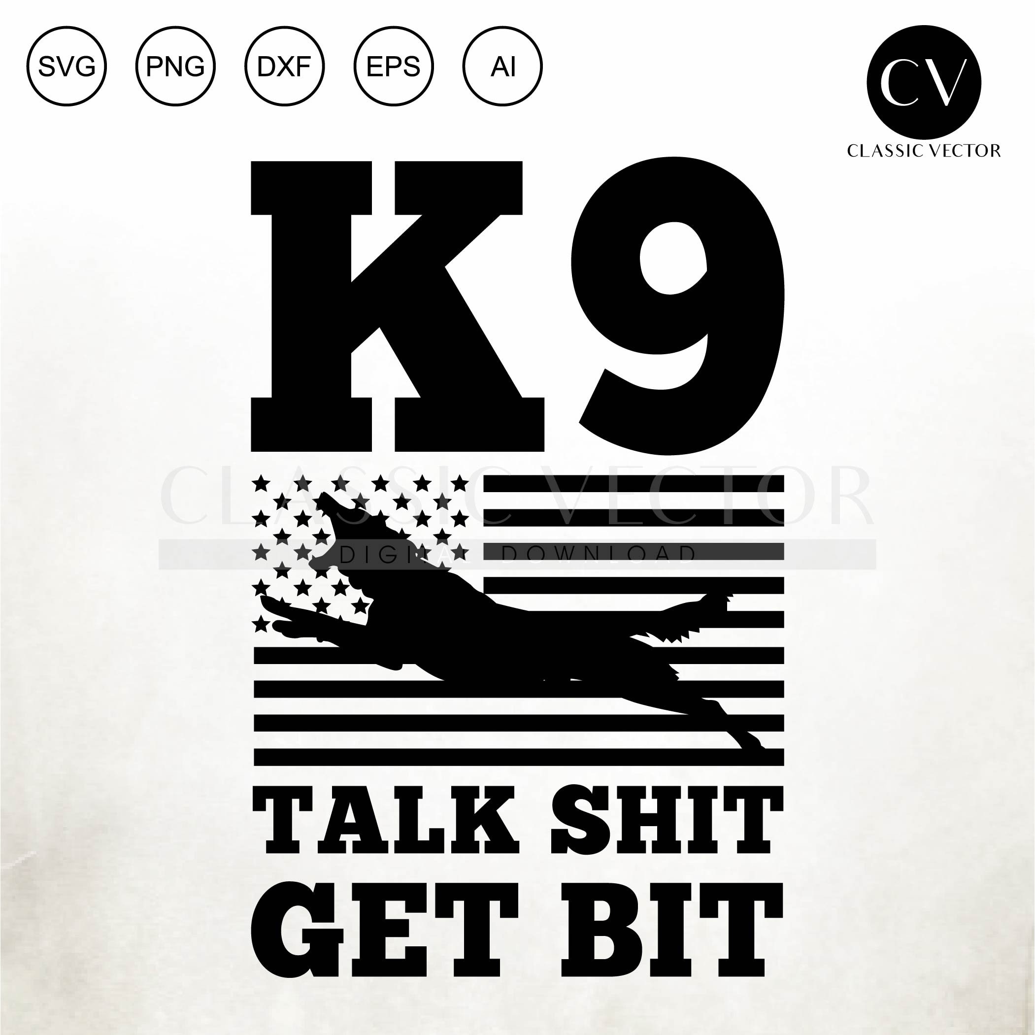 K9 ジャーマンシェパード アメリカ国旗 SVG: 警察官犬 (デジタルダウンロード)