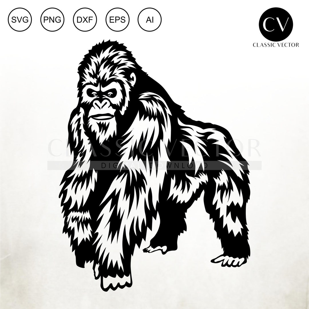 Gorilla Svg, Gorilla Png, Gorilla Vector, Gorilla Dxf, Gorilla