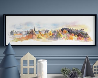 View of Old Town Edinburgh in Watercolour- Glicee print HQ - Four sizes