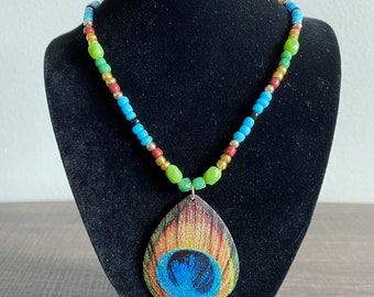 Peacock Beaded Necklace