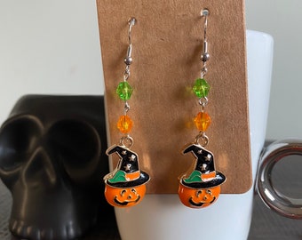Spooky Pumpkin Drop Earrings