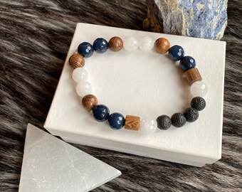 Aromatherapy Lava Bead Bracelet, stretch bracelet, simple bracelet, wood bracelet, beaded bracelet, glass beads, wood beads, lava beads