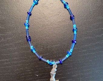 Blue Beaded Mermaid Bracelet, tropical bracelet, nautical bracelet, mermaid lovers, upcycled bracelet, mermaid bracelet, beachy bracelet