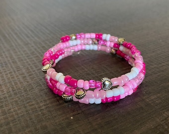 Pinkie Heart Memory Wire Bracelet