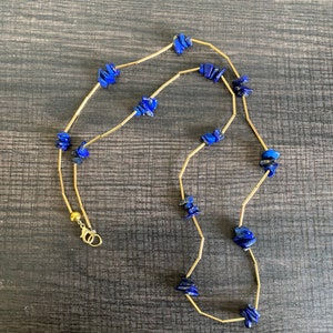 Lapis Lazuli Chip and Gold Necklace