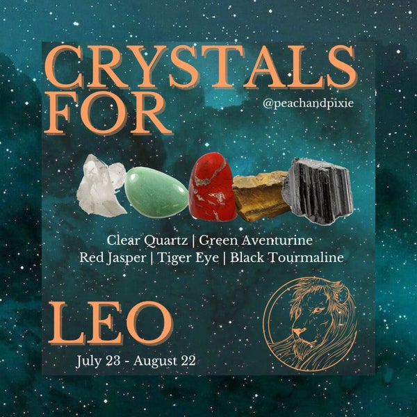 Leo Crystal Bundle, Ethically Sourced Black Owned Healing Crystals Gemstone Birthday Gift Set Bundle for Leo Zodiac