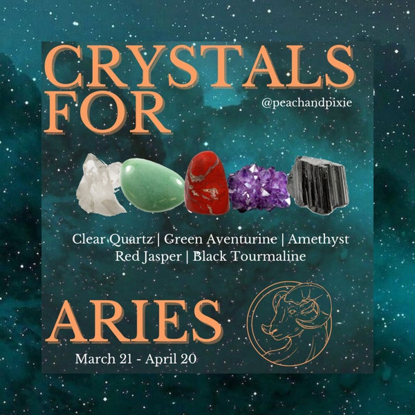 Aries Crystal Bundle, Ethically Sourced Black Owned Metaphysical Healing Crystal Bundle Birthday Gift Set for Aries Zodiac