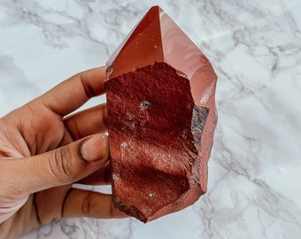 Red Jasper Top Polished Point, Ethically Sourced Black Owned Jasper Healing Crystal Gemstone