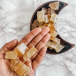 Smooth Honey Calcite, Ethically Sourced Brown Calcite Healing Crystal Gemstone Gift for Root Solar & Third Eye Chakras, Black Women Owned