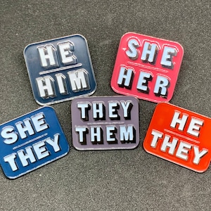 Retro simple Pronouns Enamel Pins He/Him She/Her They/Them He/They She/They Brooches Jewelry LGBTQIA+