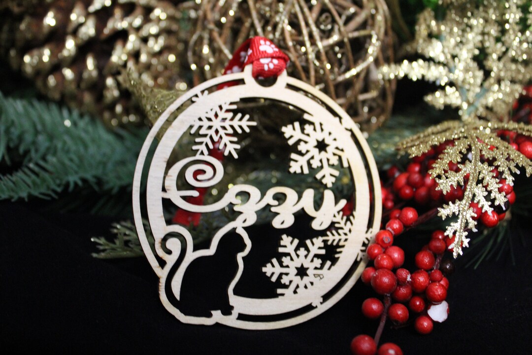 Personalized Black Cat Christmas Ornament – Custom Ceramic Pet Ornament With Berry Branch, Gift For Cat Lovers - View #11