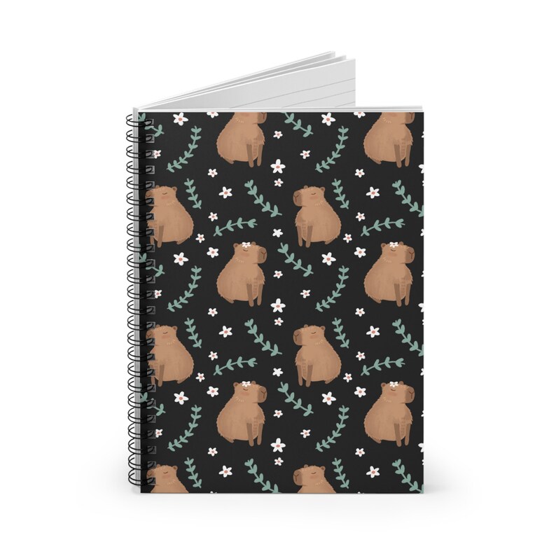Capybara and Daisies Design Spiral Notebook Ruled Line - Etsy