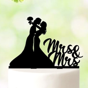 Mrs and Mrs Wedding Cake Topper, lesbian wedding cake topper, Same Sex Cake Topper, bride and bride cake topper, Two Brides Wedding 5522