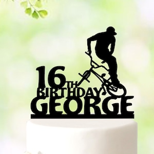 BMX Bike Cake Topper, Bicycle Cake Topper, Cyclist Birthday Decor, BMX Sport Birthday Cake Topper, Personalized Birthday Cake Topper 5286